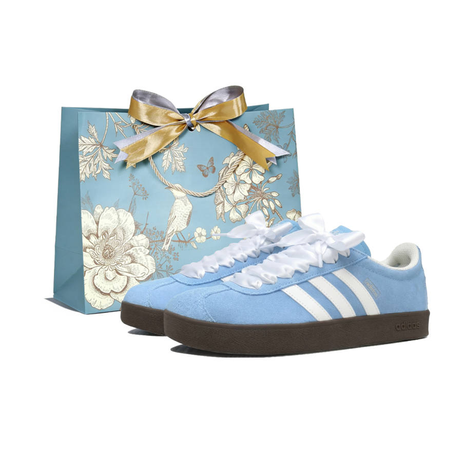 Adidas Adidas VL COURT 2.0 Green Purple Holiday 2.0 Abrasion Resistant Lightweight Low top Skateboard Shoes Unisex Blue White