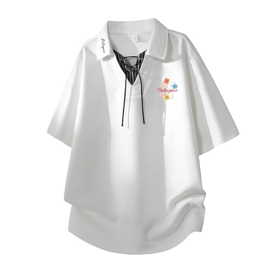 PAL ONGACO T Shirts Unisex Polo Collar Moderate Mock Two Piece