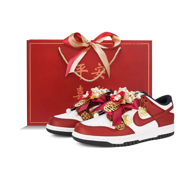 Nike Nike Dunk Abrasion Resistant Lightweight Low top Skateboard Shoes Unisex Red