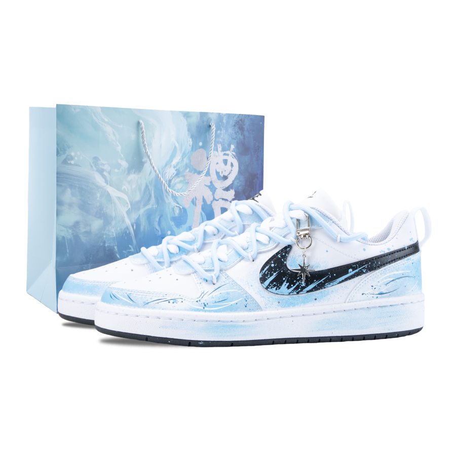 Nike Nike Court Borough Sea Island Starry Journey Abrasion Resistant Low top Skateboard Shoes Unisex Blue White