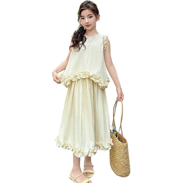 PLANDOO Kids Two Piece Skirt Sets Crew Neck Thin Long