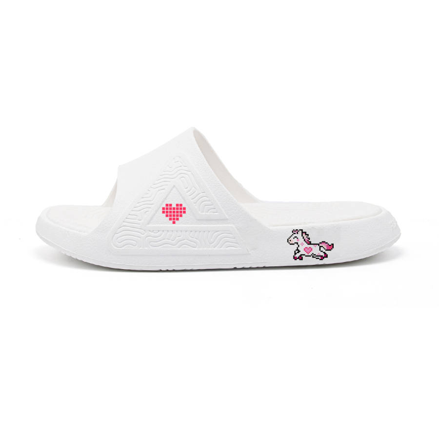 PEAK Taichi National Innovation Slippers EVA Totem Slip Resistant, Odor Resistant, Quiet Slide Slippers Unisex Ivory