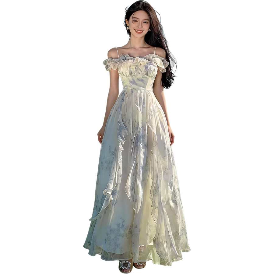 JBBCN Slip Dresses Women's Image Color Boat Neck Thin Long
