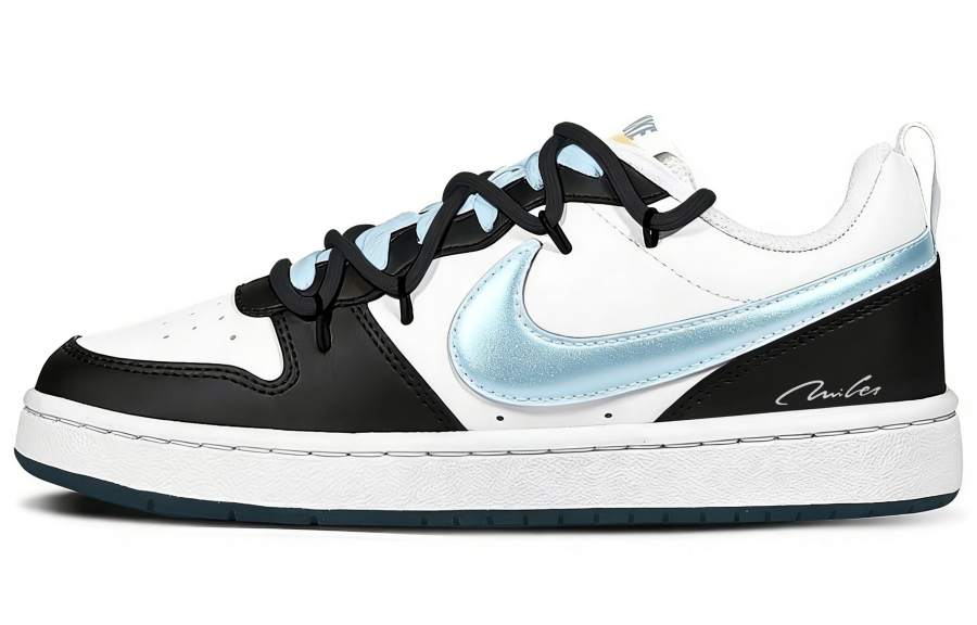 Nike Nike Court Borough Six Eight, Glacier Silver Leather Height Increasing Low top Skateboard Shoes Pearlescent Blue