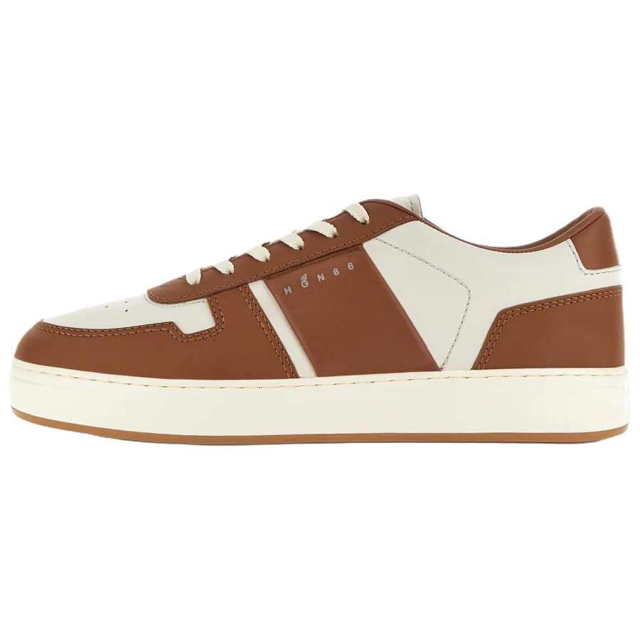 HOGAN H TV Leather Low top Skateboard Shoes 3.5cm Men's White Brown