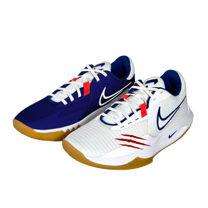 Nike Nike Precision 6 Claw Marks Fabric Slip Resistant Abrasion Resistant Low top Basketball Shoes Men's White