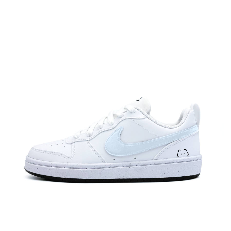 Nike Nike Court Borough Blue Kitten Synthetic Leather Abrasion Resistant Low top Skateboard Shoes Black White Teenagers