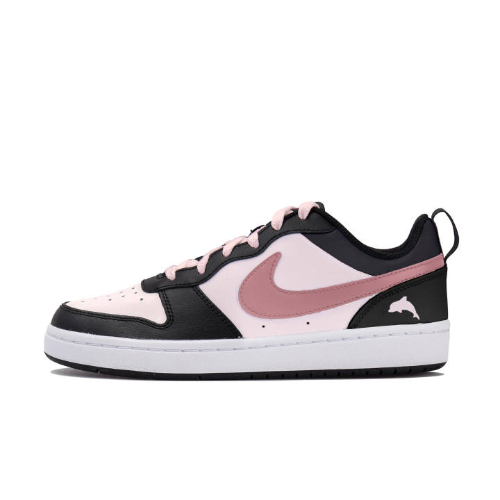 Nike Nike Court Borough Mouldy Dolphin Leather Slip Resistant Abrasion Resistant Low top Skateboard Shoes Women's Black Pink