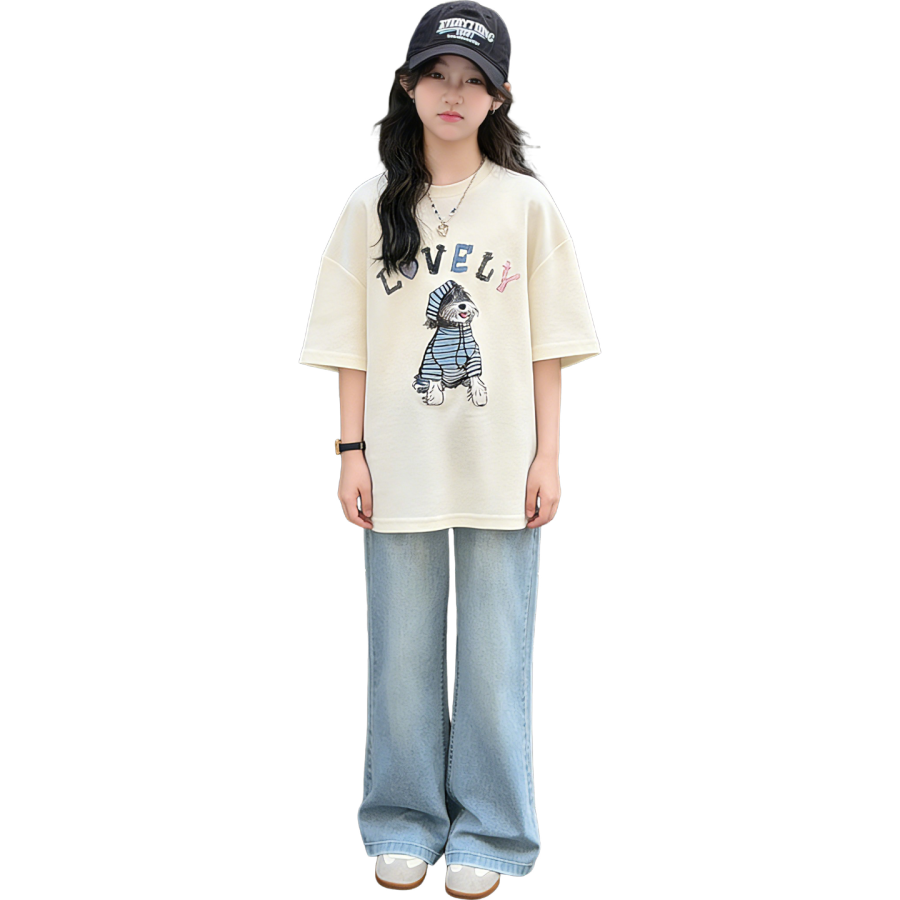 Lanza Girls' Set Summer Style Letter Print Middle School Kids'