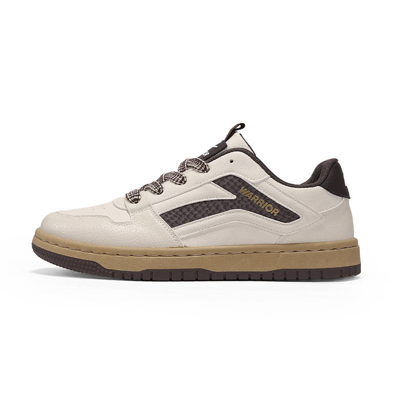 Warrior Height Increasing Abrasion Resistant Lightweight Low top Skateboard Shoes Men's Dark Beige Brown