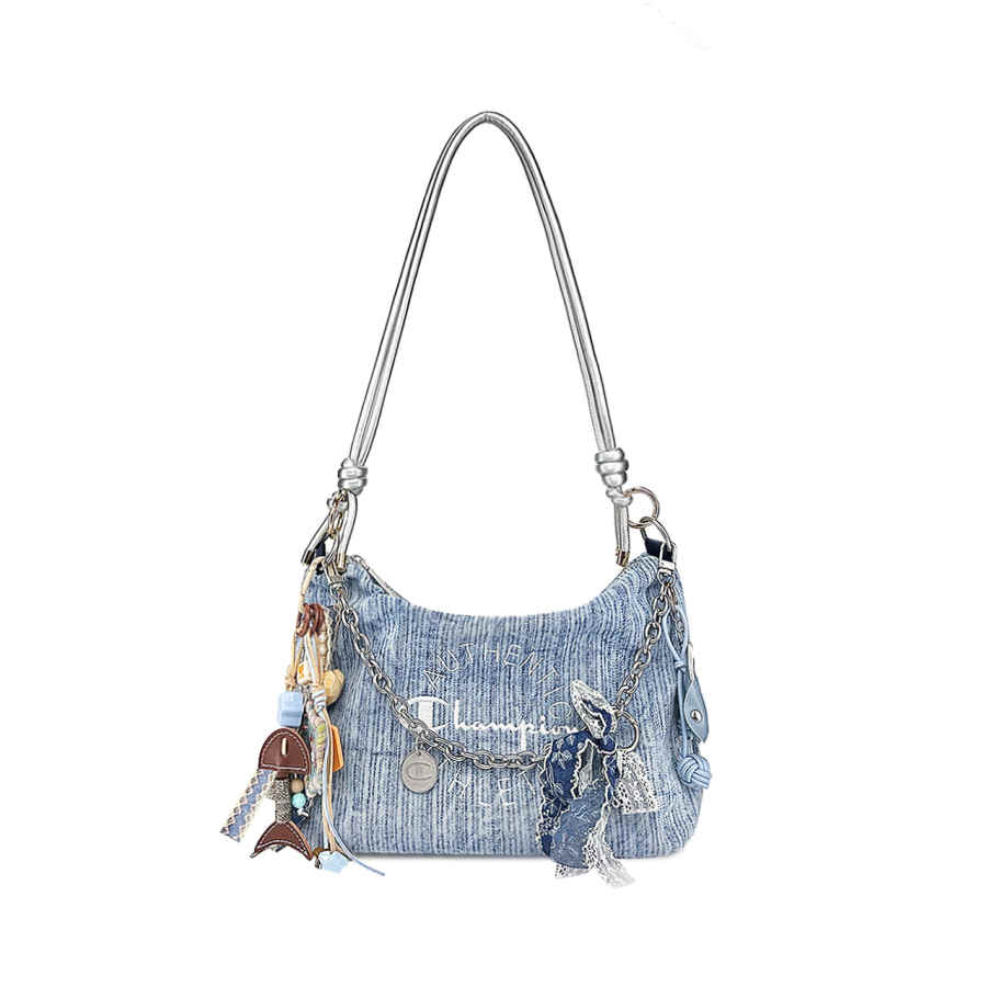 Champion Fabric Shoulder Bag Small Unisex Denim Blue
