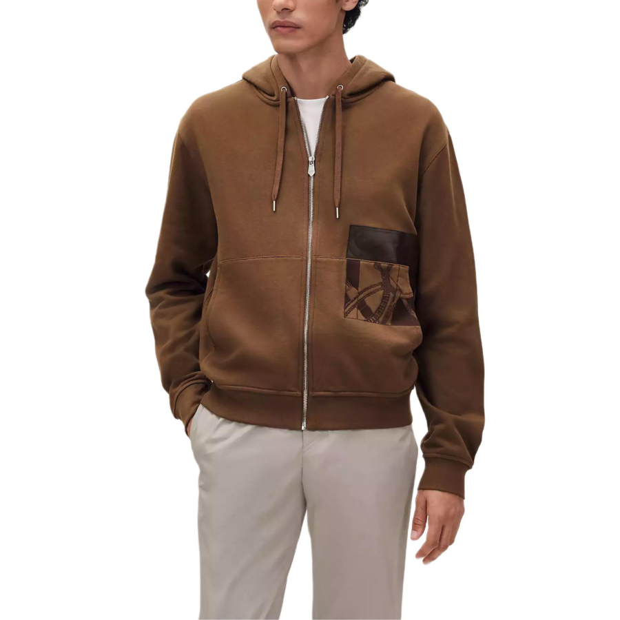 HERMES Sweatshirts Men's Caramel Hooded Non Detachable Moderate