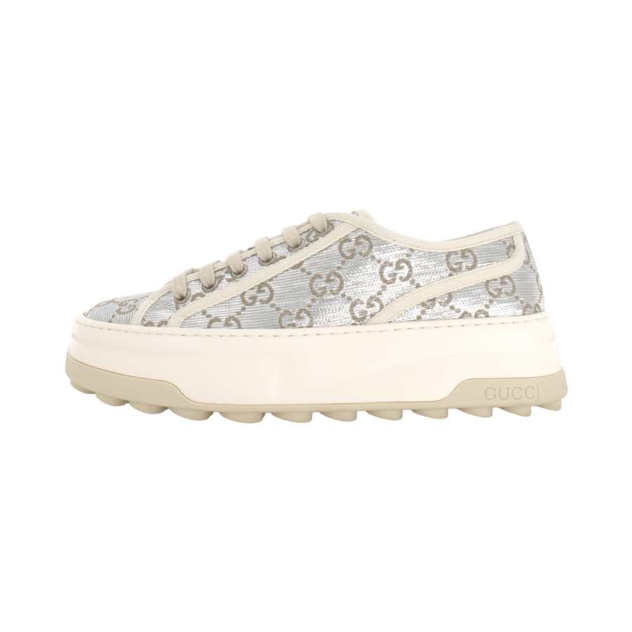 GUCCI Tennis 1977 Low top Skateboard Shoes Women's Silver