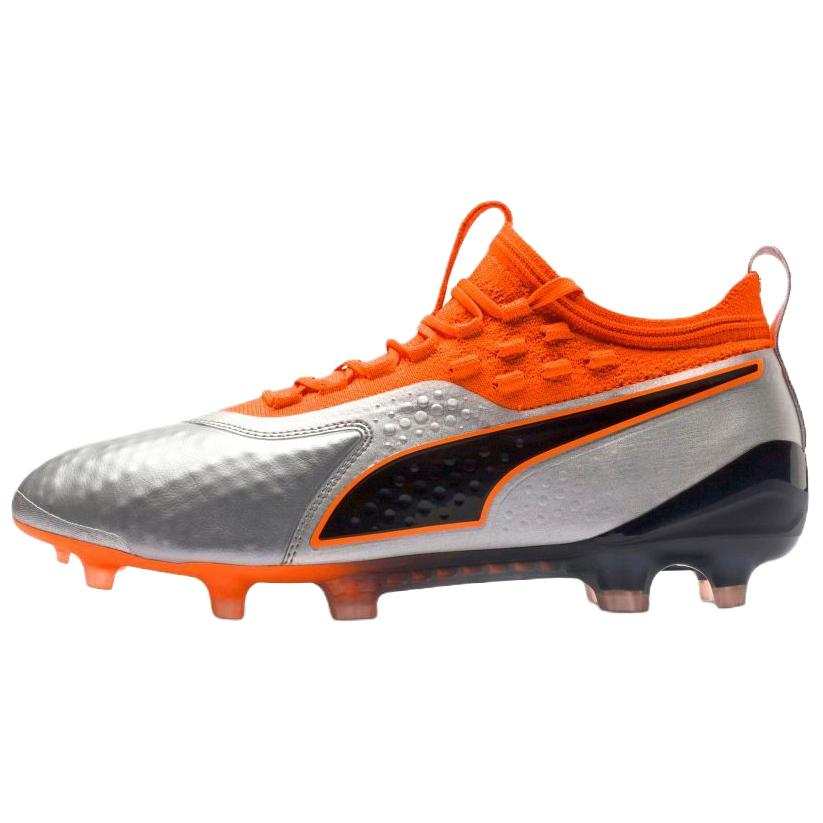 PUMA One 1 Breathable Lightweight Support Soccer Shoes Men's Silver Orange