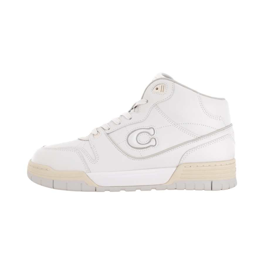 COACH COACH Soho Cow Split Leather Mid top Skateboard Shoes Men's White