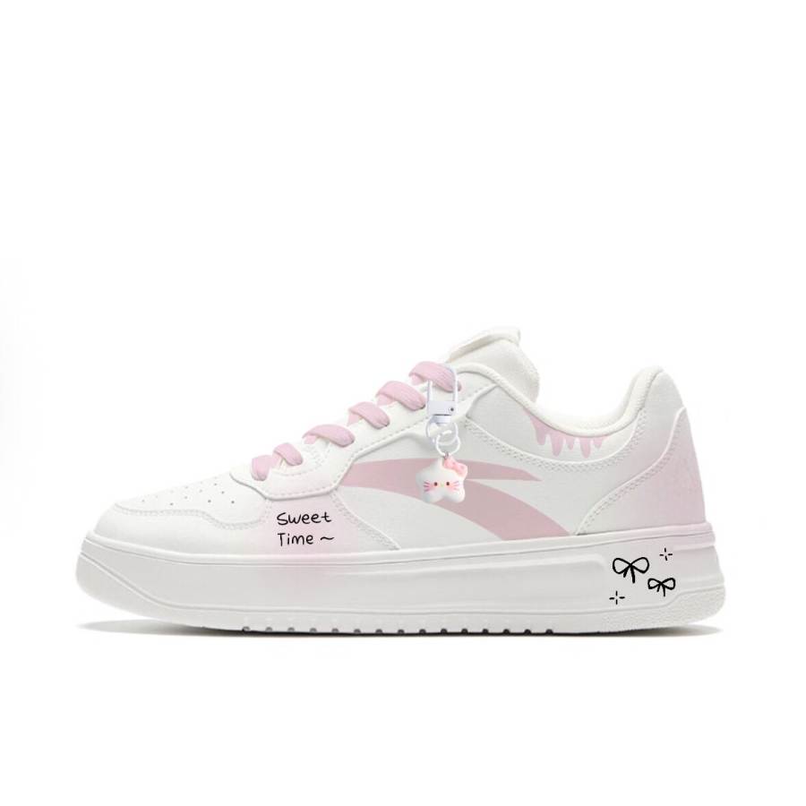 Anta Easy Strawberry Candy, Refreshing Campus Style, Cute, Sweet Style, Niche White Sneakers Synthetic Leather
