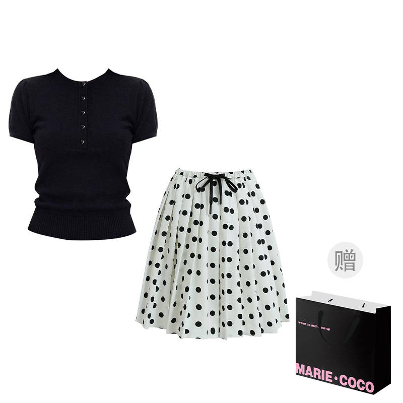 MARIE·COCO Two Piece Skirt Sets Women's Crew Neck Moderate Short