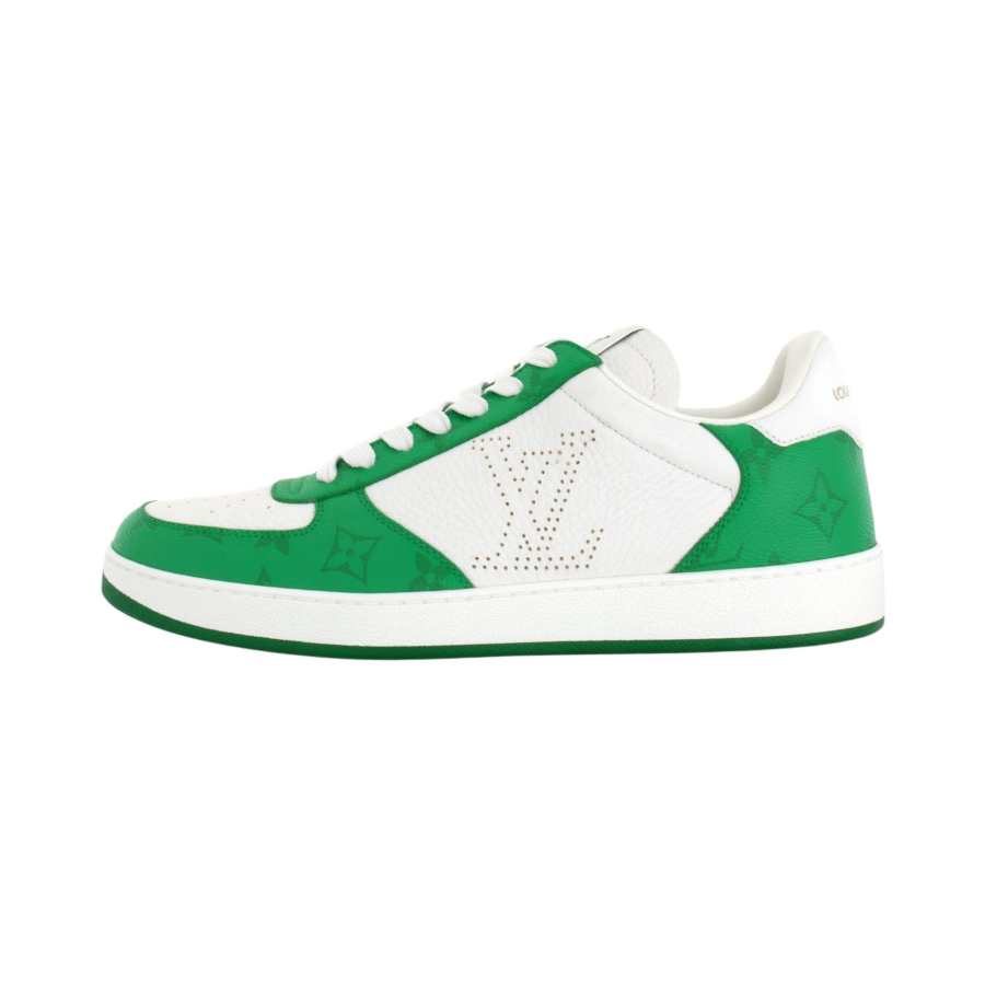 LOUIS VUITTON Rivoli Leather Comfortable Round Toe Low top Skateboard Shoes Men's White Green