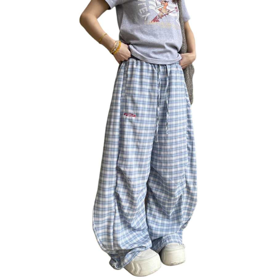 JBBCN Casual Pants Women's Blue Thin Wide Leg Pants