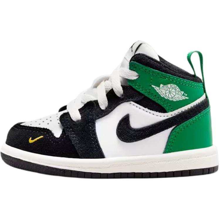 Jordan Jordan Air Jordan 1 Mid top Toddler Shoes Black White Green Infant And Toddler