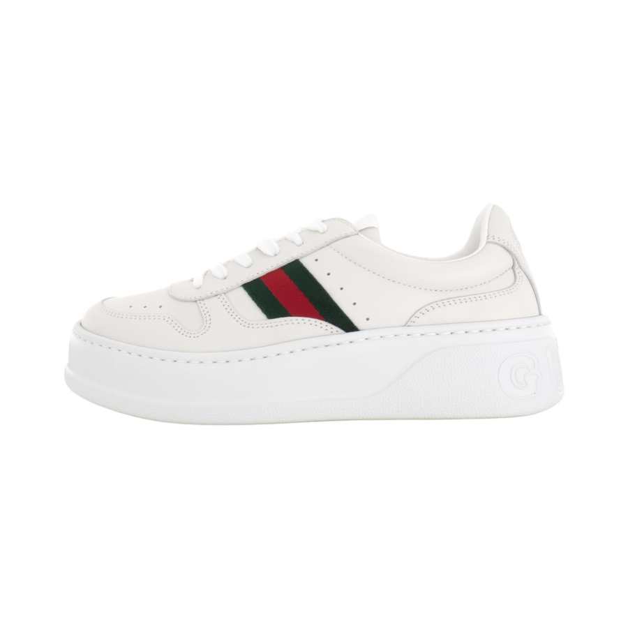 GUCCI Cow Leather Low top Skateboard Shoes Women's White