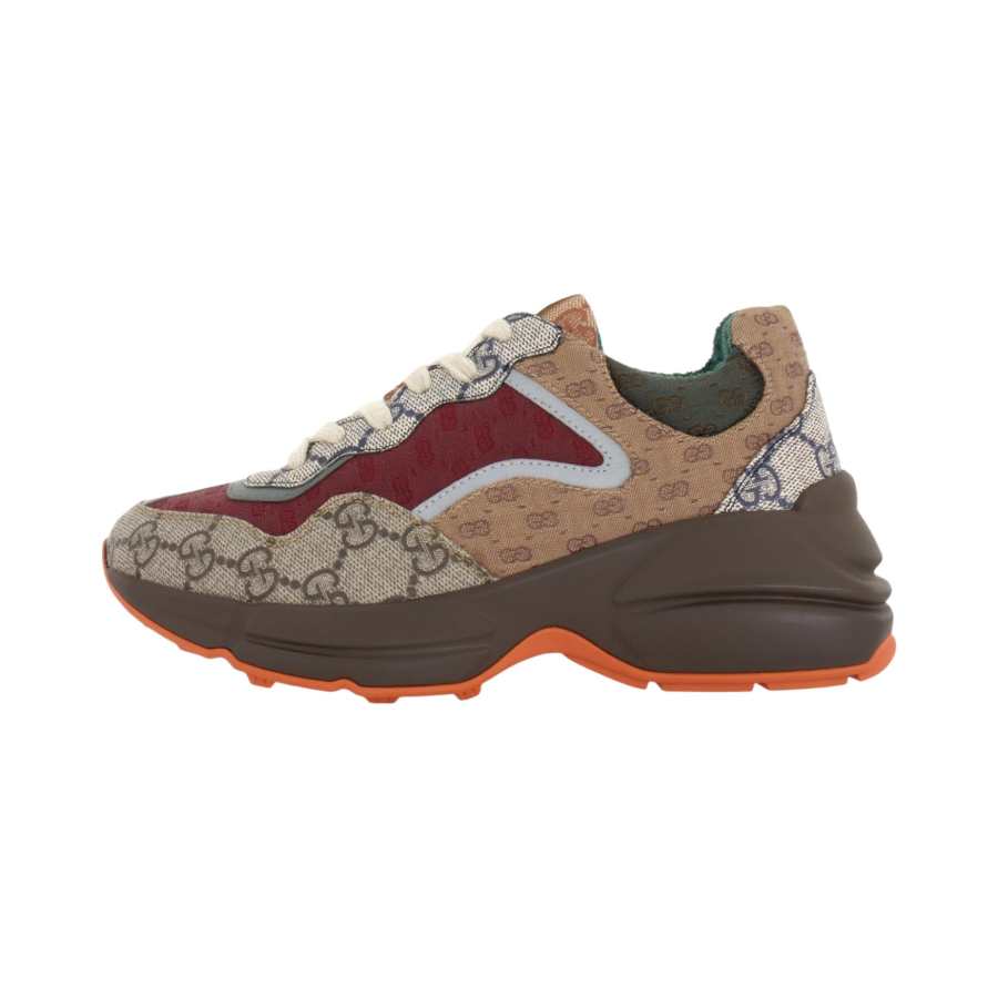 GUCCI Rhyton Low top Chunky Sneakers Women's Brick Red & Brown