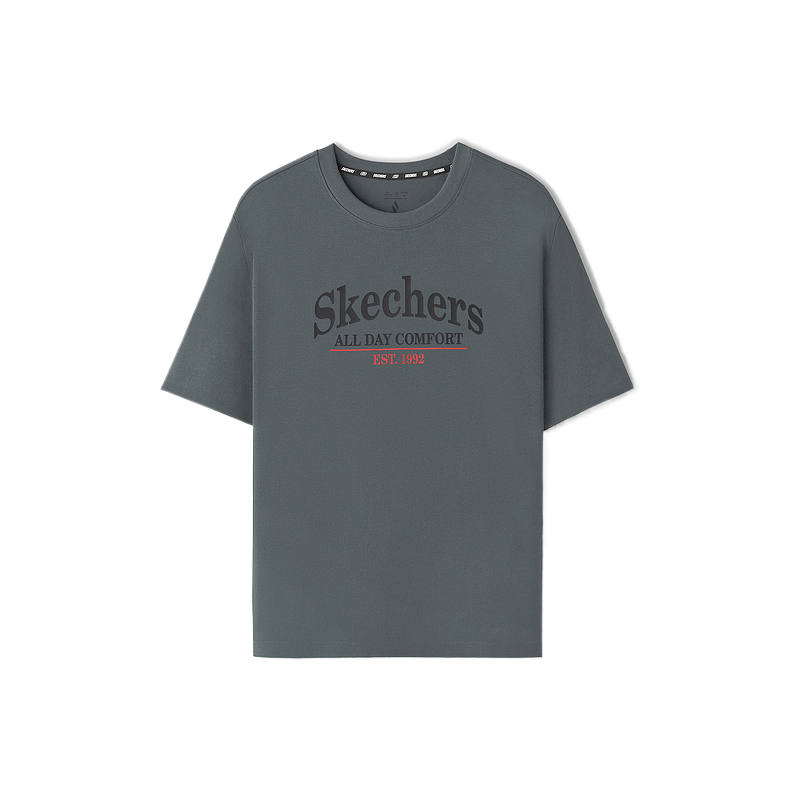 Skechers T Shirts Unisex Smoky Gray 013P Crew Neck Moderate