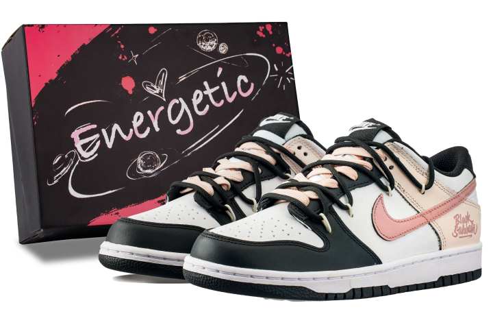 Nike Nike Dunk White Peach Summer Low top Skateboard Shoes Women's Black Pink