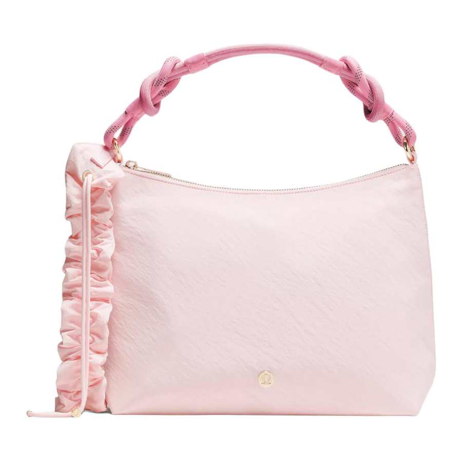 Lululemon Convertible Zip Closure Handbag Women's Pearl Powder & Sugar Cream Pink & Gold Metal
