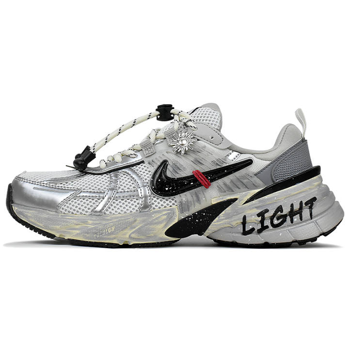 Nike Nike V2K Run Abrasion Resistant Slip Resistant Low top Running Shoes Men's Silver Gray