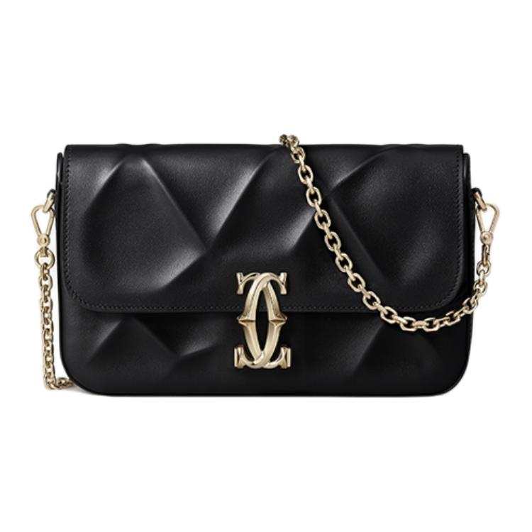 CARTIER C De Cartier Collection Calfskin Shoulder Bag Mini Women's Black