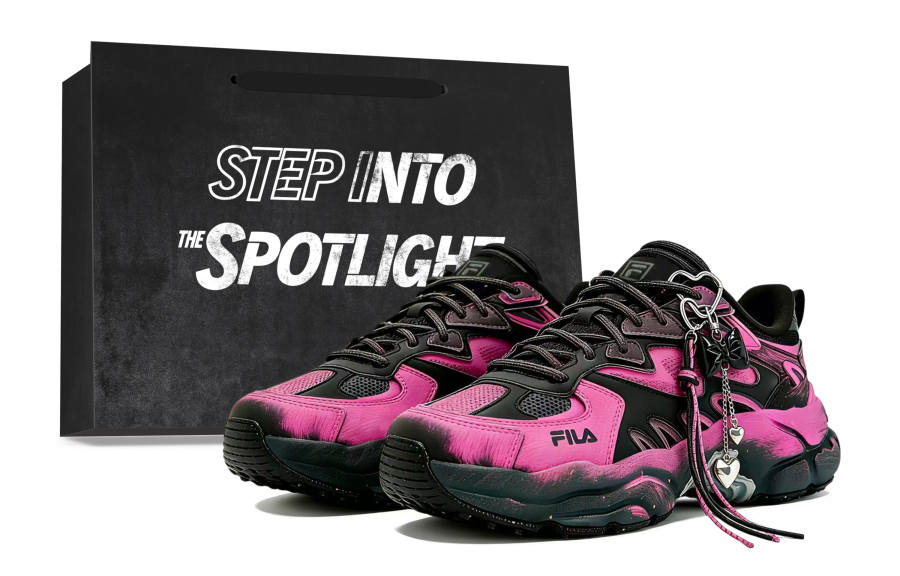 FILA FERN Black Pink Dream SH Support Low top Chunky Sneakers Men's Dragon Fruit