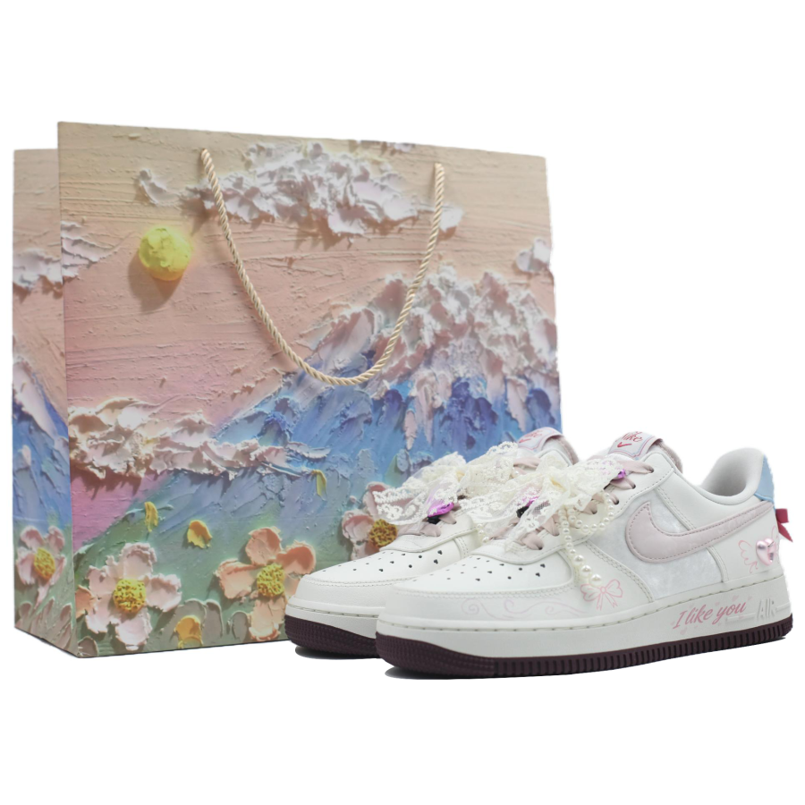 Nike Nike Air Force 1 Low top Skateboard Shoes Women's White Pink