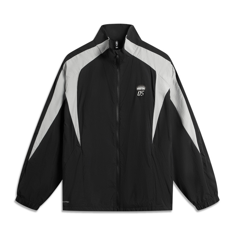 Li-Ning Li Ning Trench Coats Men's Black/Mist Gray Stand Collar Moderate