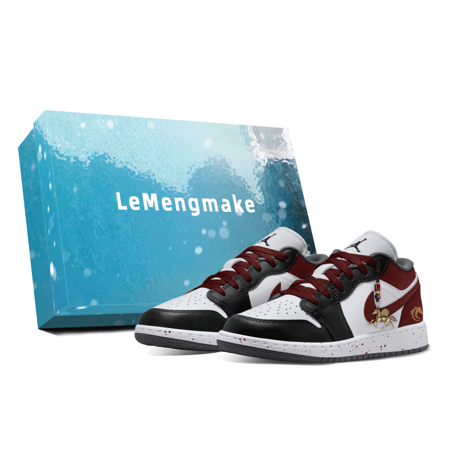 Jordan Jordan Air Jordan 1 Golden Red Step Red Slip Resistant Abrasion Resistant Low top Children's Basketball Shoes Black Red