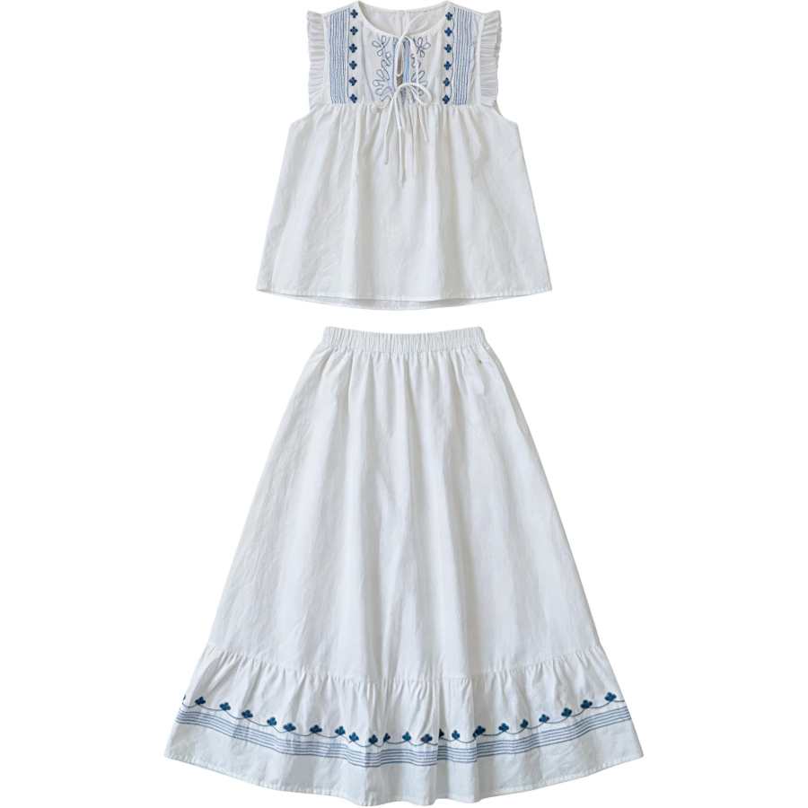 YALU Kids Two Piece Skirt Sets Crew Neck Thin Long