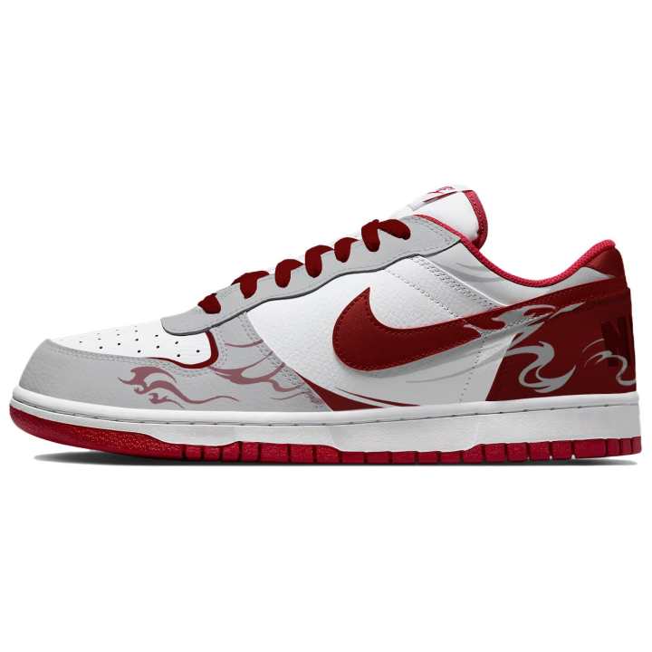 Nike Nike Big Abrasion Resistant Lightweight Breathable Low top Skateboard Shoes Men's Gray Red