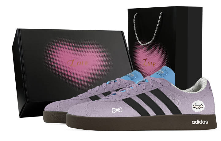 Adidas Custom Adidas VL COURT 2.0 Taro Lamb, Heart Box Low top German Army Trainers Unisex Purple