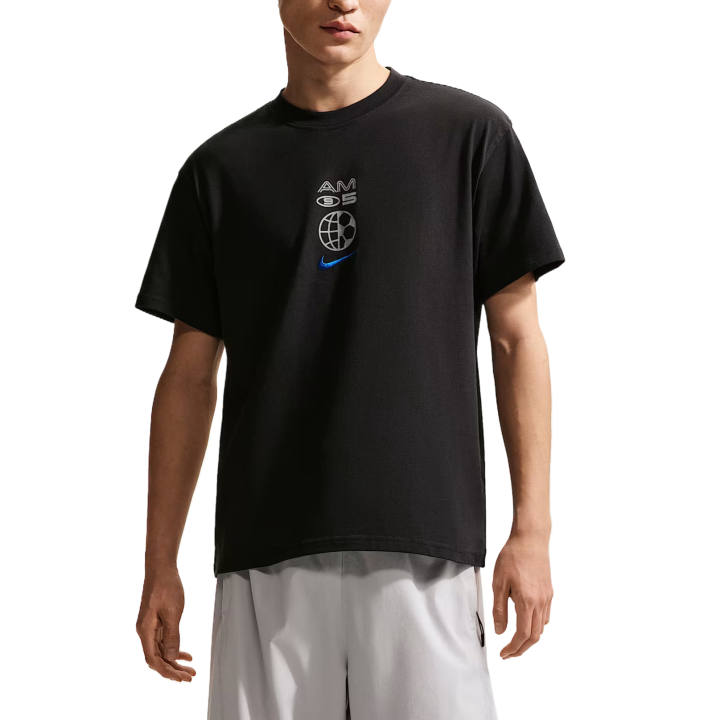 Nike Nike T Shirts Men's Black/Royal Blue Crew Neck Moderate