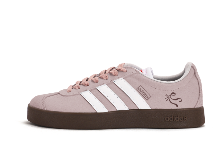 Adidas Adidas VL COURT 2.0 Coverage Abrasion Resistant Slip Resistant Low top Skateboard Shoes Unisex White Pink