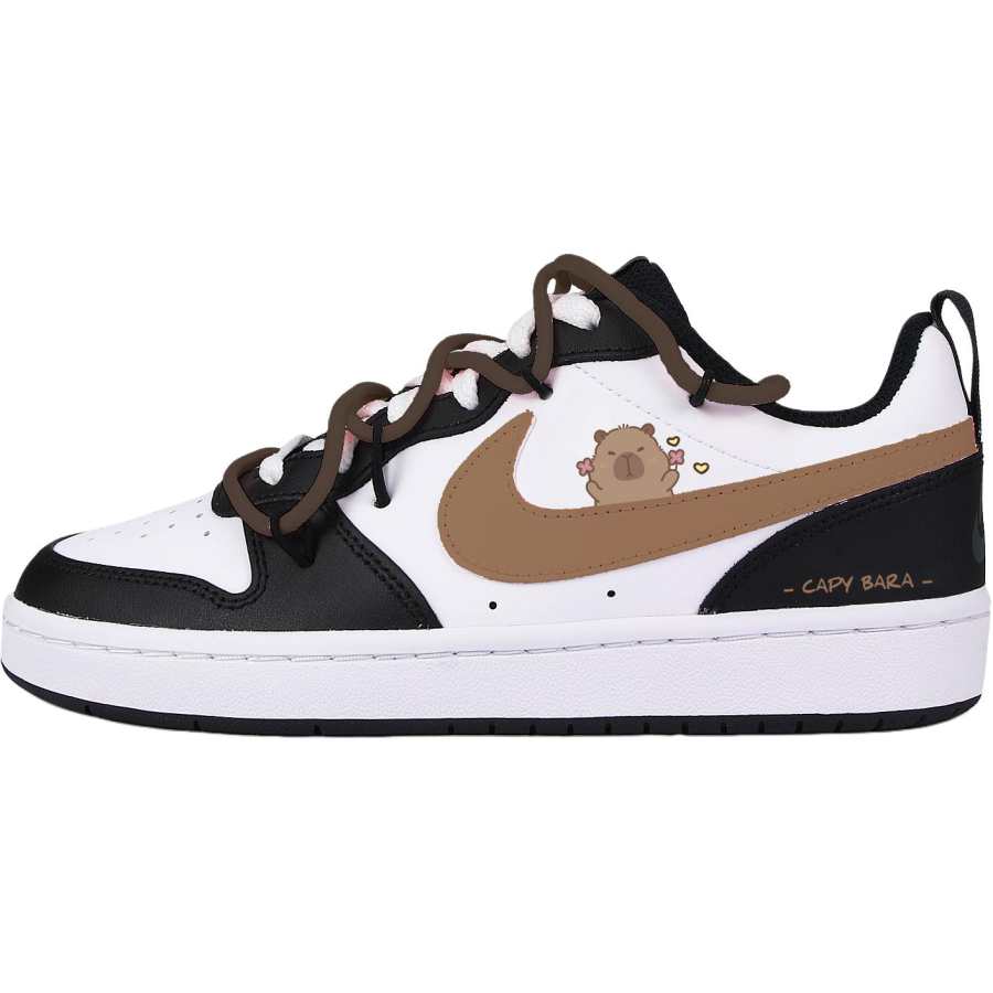 Nike Nike Court Borough Abrasion Resistant Low top Kids' Skateboarding Shoes Brown White Teenagers