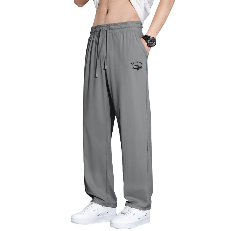 Tonlion Casual Pants Unisex Thin Straight Fit Pants