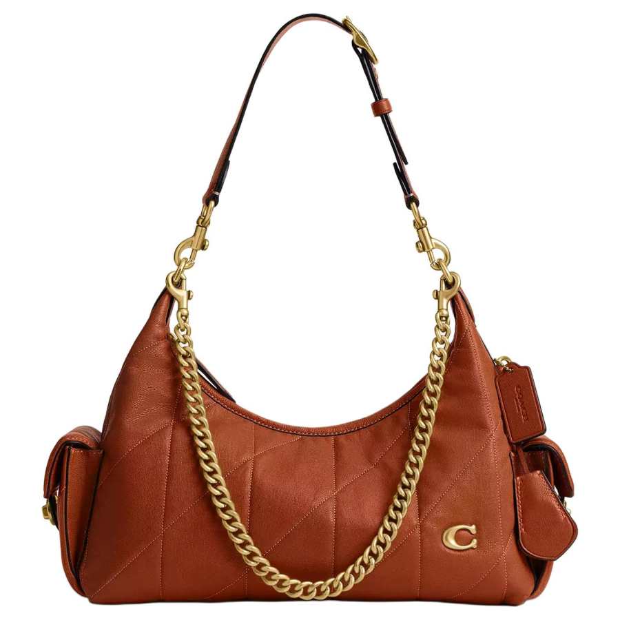 COACH Juliet Leather Shoulder Bag Large Women's Amber Brown