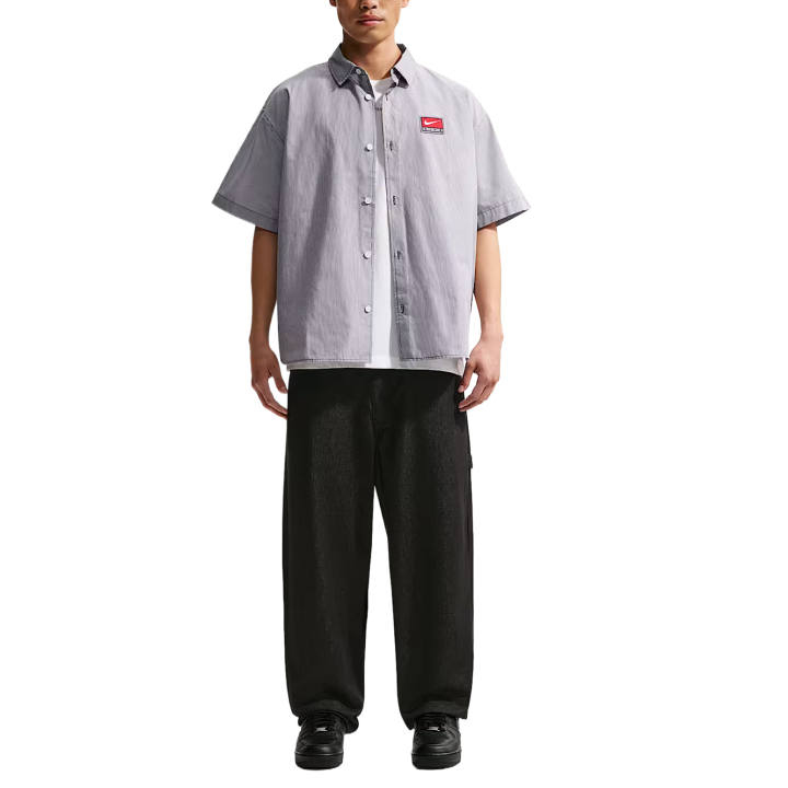 Nike Nike Shirts Men's Charcoal Gray/White/White Lapel Moderate