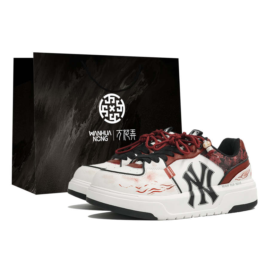 MLB Chunky Liner Kaleidoscope, Age, Shopping Bag Abrasion Resistant Low top Skateboard Shoes Unisex Black White Red