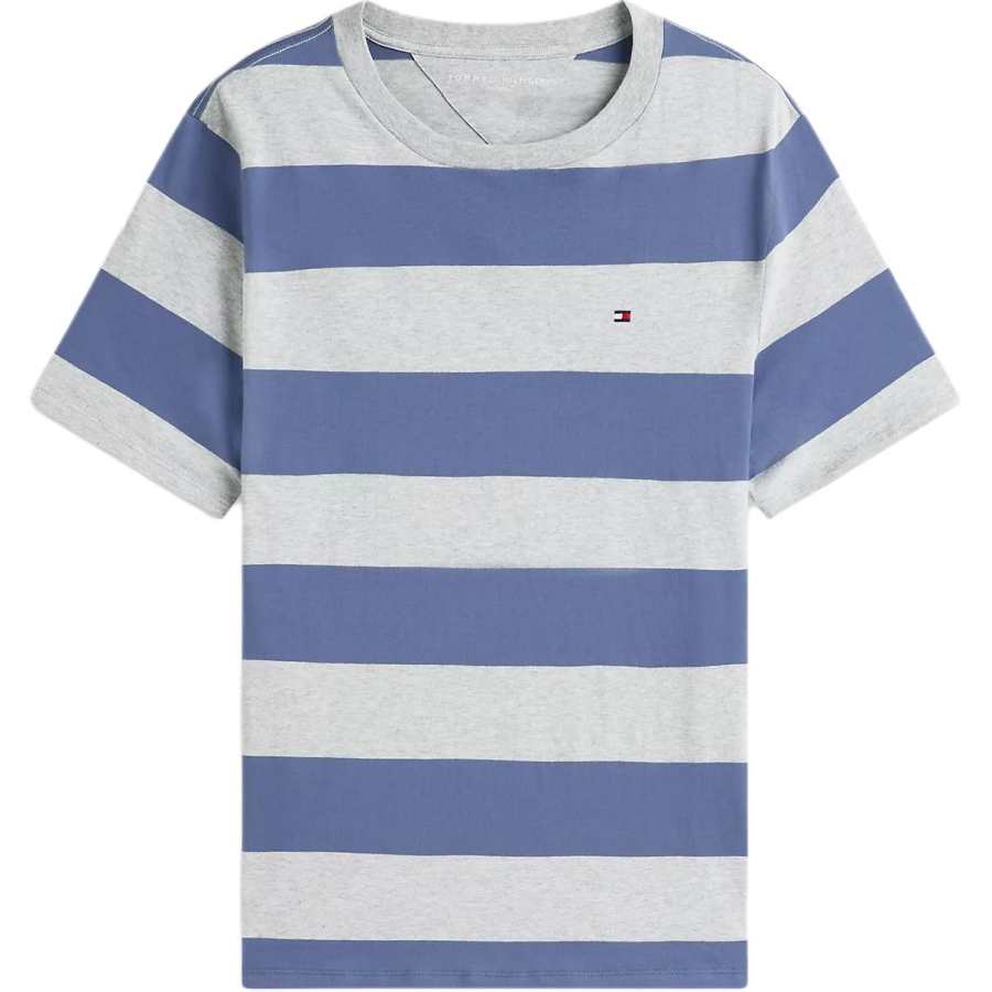 Tommy Hilfiger T Shirts Men's Faded Indigo/Gray Stripes Crew Neck