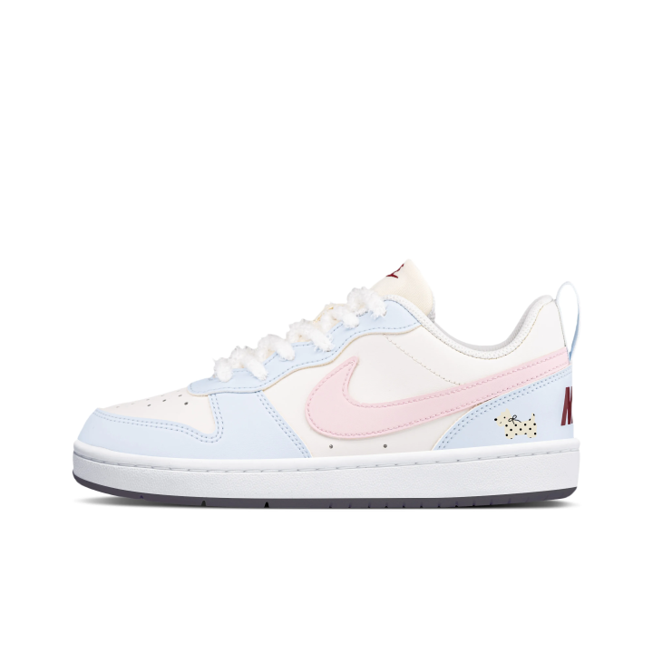 Nike Nike Court Borough 2 Spot Puppy Abrasion Resistant Slip Resistant Low top Skateboard Shoes Unisex Blue Pink