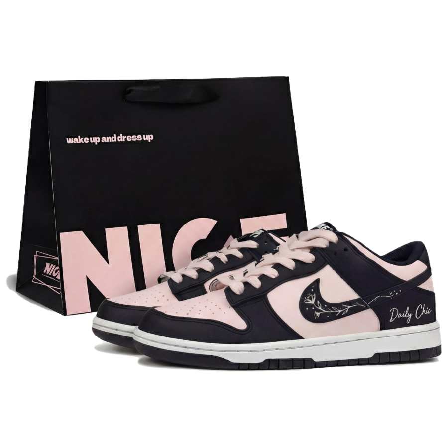 Nike Nike Dunk Vine Pink Shopping Bag Slip Resistant Low top Campus Skateboard Shoes Unisex Black Pink