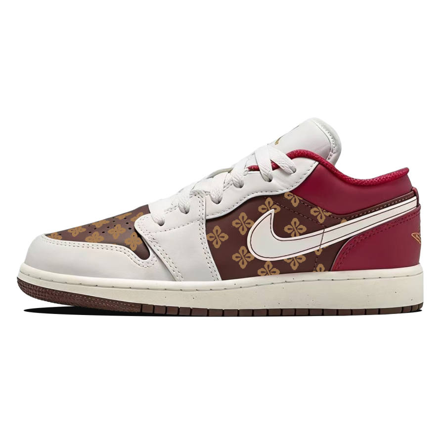 Jordan Jordan Air Jordan 1 Milk Coffee Floral Notebook Children's Basketball Shoes Red White Teenagers