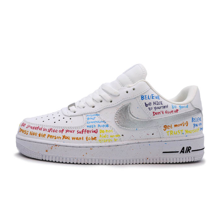 Nike Nike Air Force 1 Colorful Air Force, Fashion Versatile, Hand Drawn Leather Abrasion Resistant Slip Resistant Low top